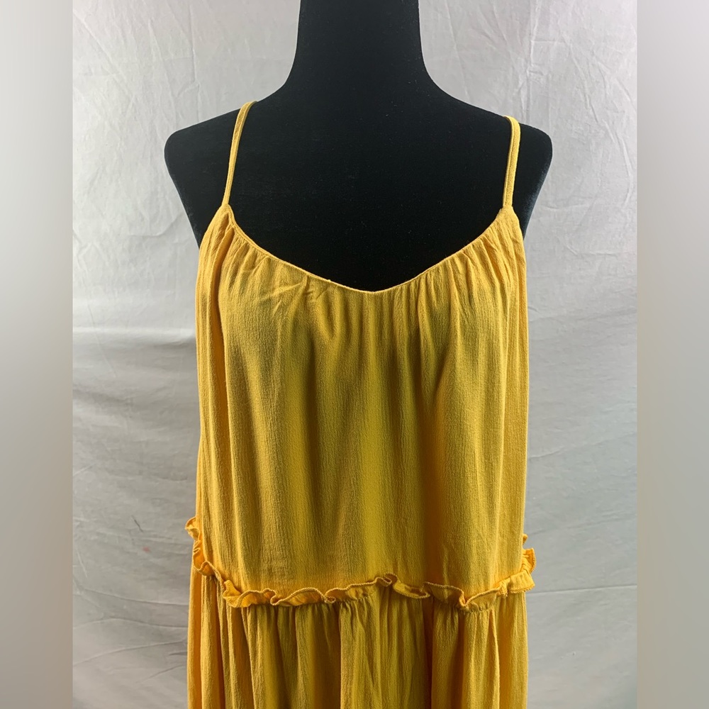 Mustard Yellow Ruffle Hem Cami Dress - Picture 7 of 9